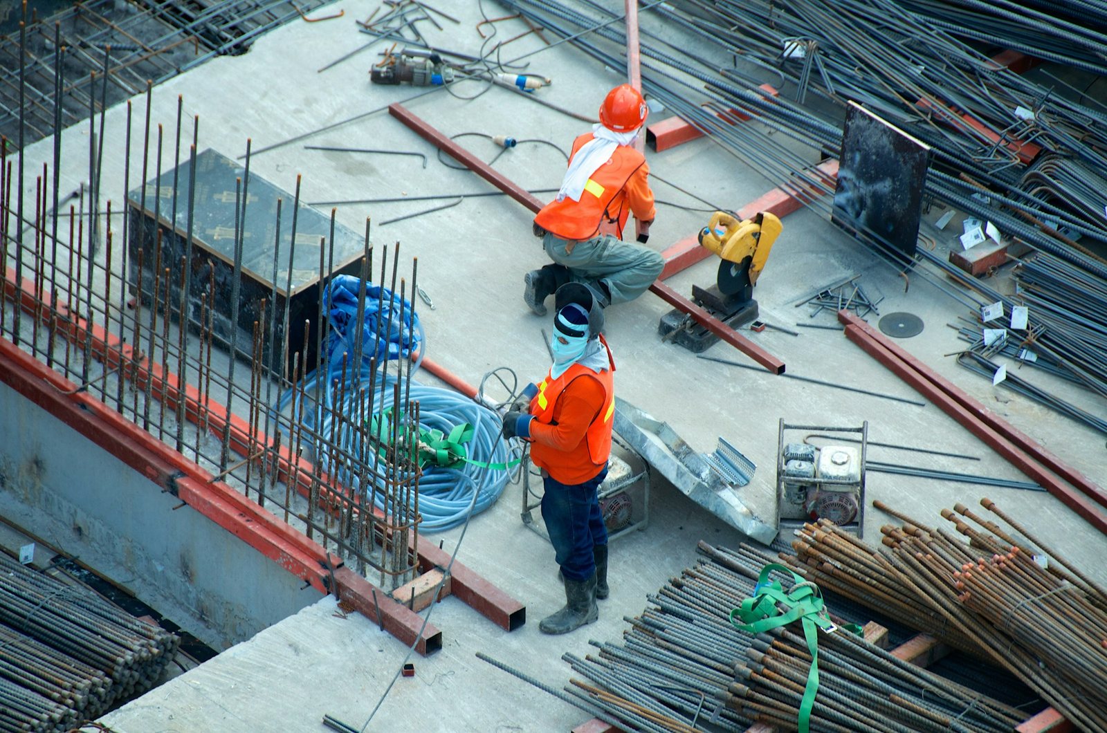 Installers at work on a construction site